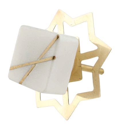 White Square Stone Gold Cross Dresser Knob